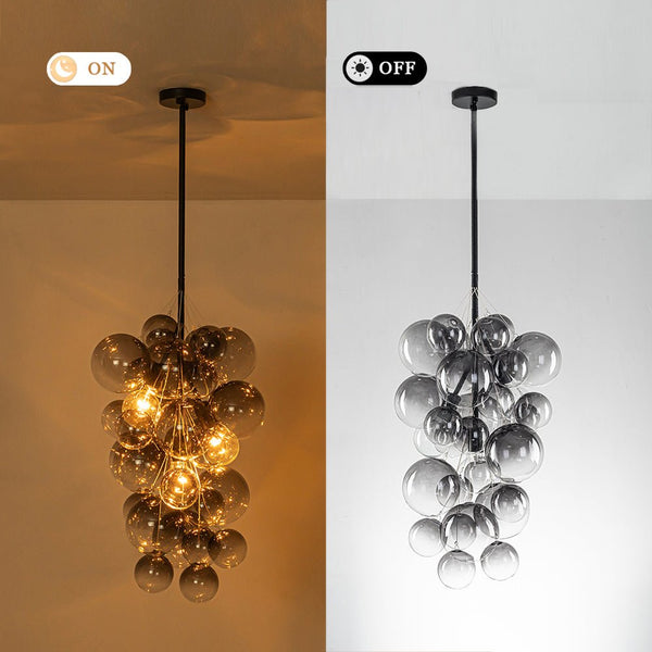 Chandelierias - 3 - Light Creative Colored Glass Cluster Bubble Chandelier - Chandeliers - Black & Gradient Gray - 