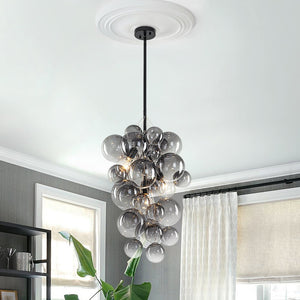 Chandelierias - 3 - Light Creative Colored Glass Cluster Bubble Chandelier - Chandeliers - Black & Gradient Gray - 
