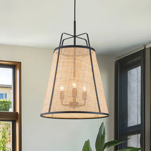 Chandelierias - 3 - Light Farmhouse Conical Bamboo Woven Pendant - Pendant - Small - 
