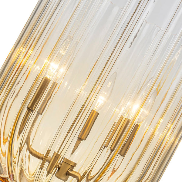 Chandelierias - 3 - Light Half Elongated Oval Gradient Fluted Glass Pendant - Pendant - Black - 