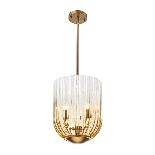 Chandelierias - 3 - Light Half Elongated Oval Gradient Fluted Glass Pendant - Pendant - Black - 