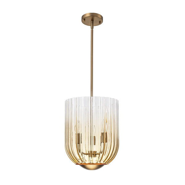 Chandelierias - 3 - Light Half Elongated Oval Gradient Fluted Glass Pendant - Pendant - Black - 