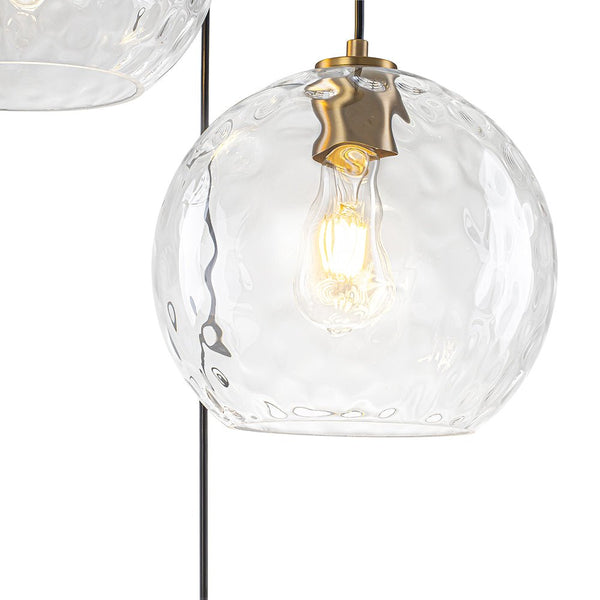 Chandelierias - 3 - Light Hand - hammered Glass Orbs Cluster Pendant - Chandeliers - Brass - 