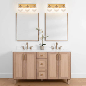 Chandelierias - 3 - Light Linear Ribbed Glass Bathroom Vanity Light - Wall Light - Brass - 