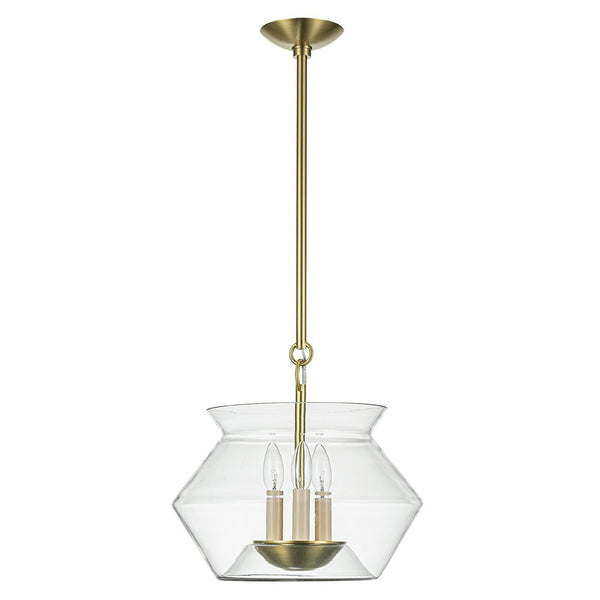 Chandelierias - 3 - Light Modern Clear Glass Pot Kitchen Island Pendant - Pendant - Brass - 