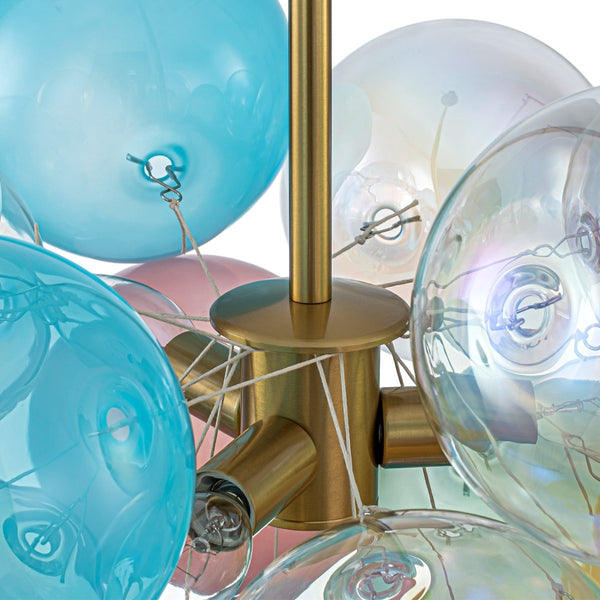 Chandelierias-3-Light Pastel Bubble Glass Cluster Chandelier-Chandeliers-Brass-