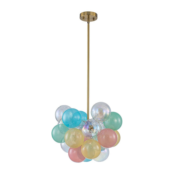 Chandelierias-3-Light Pastel Bubble Glass Cluster Chandelier-Chandeliers-Brass-