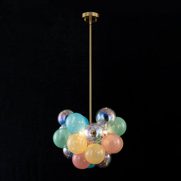 Chandelierias-3-Light Pastel Bubble Glass Cluster Chandelier-Chandeliers-Brass-