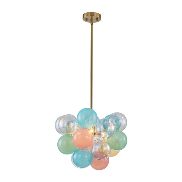 Chandelierias-3-Light Pastel Bubble Glass Cluster Chandelier-Chandeliers-Brass-