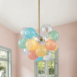 Chandelierias-3-Light Pastel Bubble Glass Cluster Chandelier-Chandeliers-Brass-