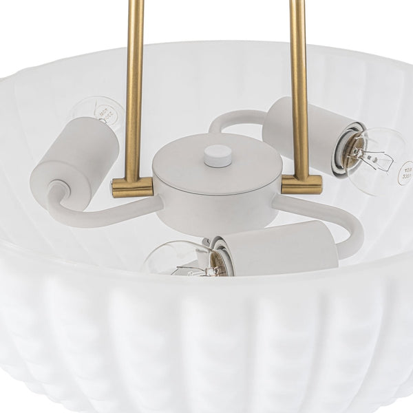 Chandelierias-3-Light Plaid Scalloped Shell Glass Semi-flush Mount-Semi Flush-Brass-