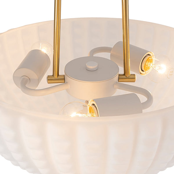 Chandelierias-3-Light Plaid Scalloped Shell Glass Semi-flush Mount-Semi Flush-Brass-