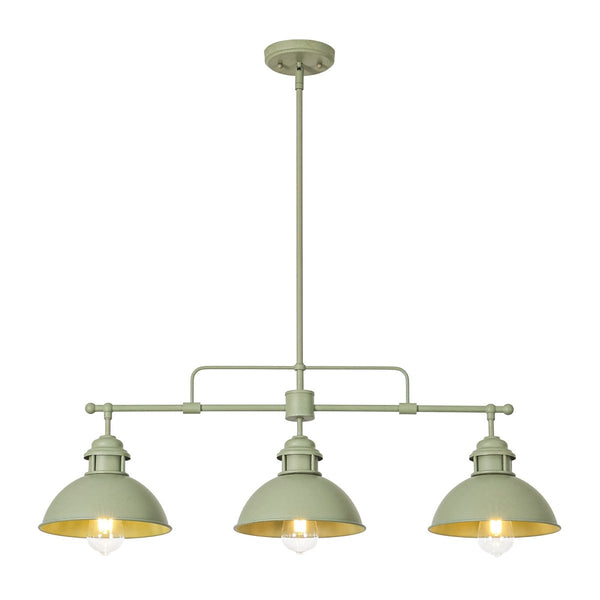 Chandelierias-3-Light Sage Green Sculptural Dome Island Pendant-Chandeliers-Green-