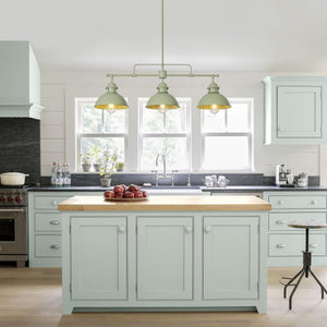 Chandelierias-3-Light Sage Green Sculptural Dome Island Pendant-Chandeliers-Green-