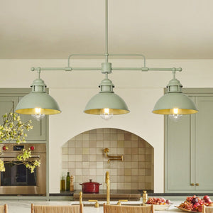 Chandelierias-3-Light Sage Green Sculptural Dome Island Pendant-Chandeliers-Green-