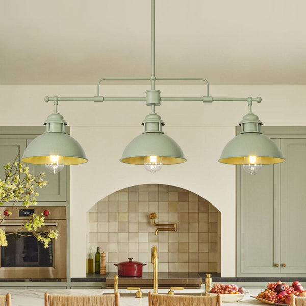 Chandelierias-3-Light Sage Green Sculptural Dome Island Pendant-Chandeliers-Green-