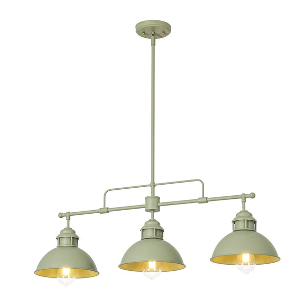 Chandelierias-3-Light Sage Green Sculptural Dome Island Pendant-Chandeliers-Green-