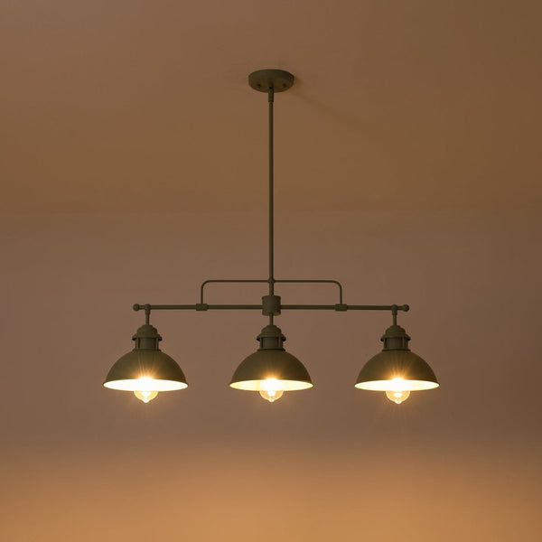Chandelierias-3-Light Sage Green Sculptural Dome Island Pendant-Chandeliers-Green-