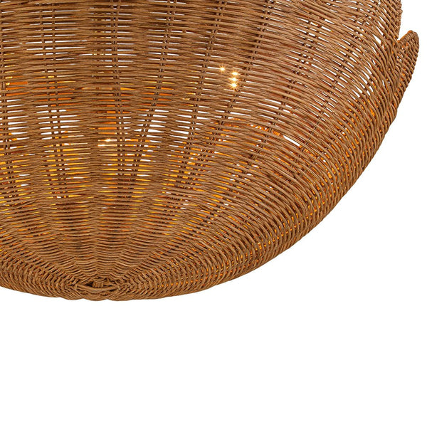 Chandelierias - 3 - Light Scalloped Hand - woven Floral Basket Semi - Flush Mount - Semi Flush - Brass (Preorder) - 