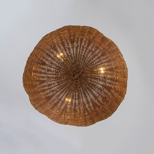 Chandelierias - 3 - Light Scalloped Hand - woven Floral Basket Semi - Flush Mount - Semi Flush - Brass (Preorder) - 