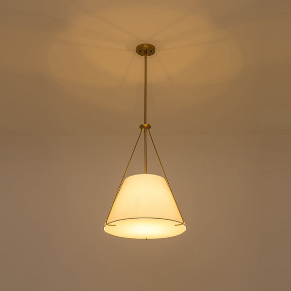 Chandelierias-3-Light Tapered Cone Drum White Linen Fabric Pendant-Pendants-18.2 in-2-Pack (Save More)
