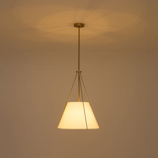 Chandelierias-3-Light Tapered Cone Drum White Linen Fabric Pendant-Pendants-18.2 in-2-Pack (Save More)