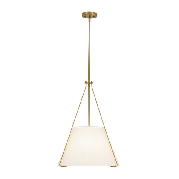 Chandelierias-3-Light Tapered Cone Drum White Linen Fabric Pendant-Pendants-18.2 in-2-Pack (Save More)