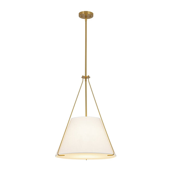 Chandelierias-3-Light Tapered Cone Drum White Linen Fabric Pendant-Pendants-18.2 in-2-Pack (Save More)