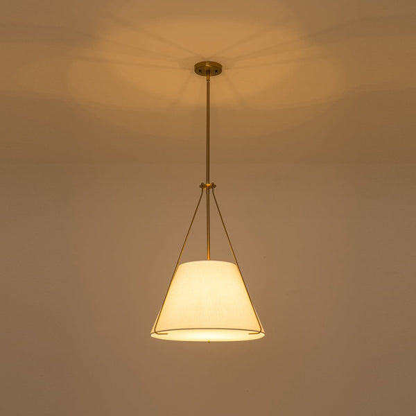 Chandelierias-3-Light Tapered Cone Drum White Linen Fabric Pendant-Pendants-18.2 in-2-Pack (Save More)