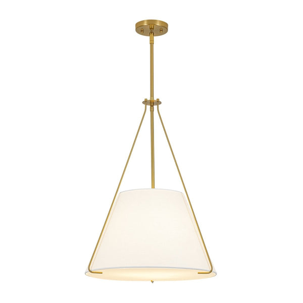 Chandelierias-3-Light Tapered Cone Drum White Linen Fabric Pendant-Pendants-18.2 in-2-Pack (Save More)