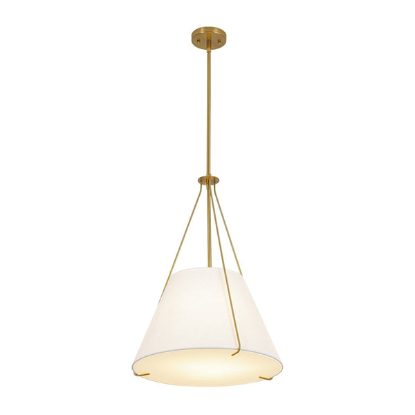 Chandelierias-3-Light Tapered Cone Drum White Linen Fabric Pendant-Pendants-18.2 in-2-Pack (Save More)