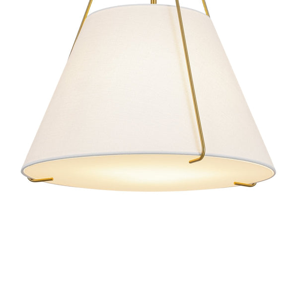 Chandelierias-3-Light Tapered Cone Drum White Linen Fabric Pendant-Pendants-18.2 in-2-Pack (Save More)