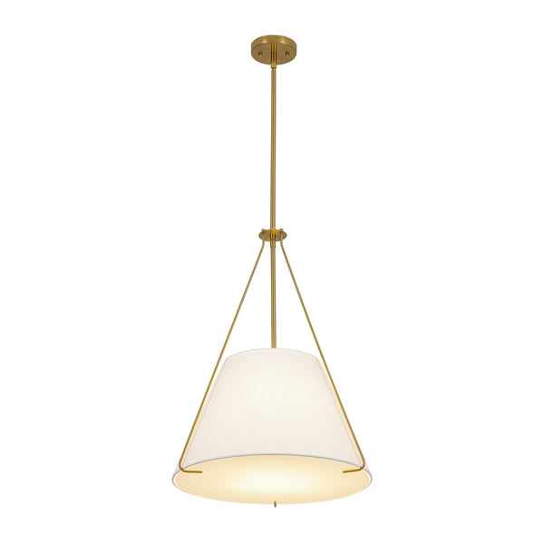 Chandelierias-3-Light Tapered Cone Drum White Linen Fabric Pendant-Pendants-18.2 in-2-Pack (Save More)