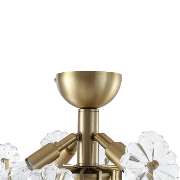 Chandelierias-4-Light Clear Pressed Flower Glass Blossom Semi-Flush Mount-Semi Flush-Brass-