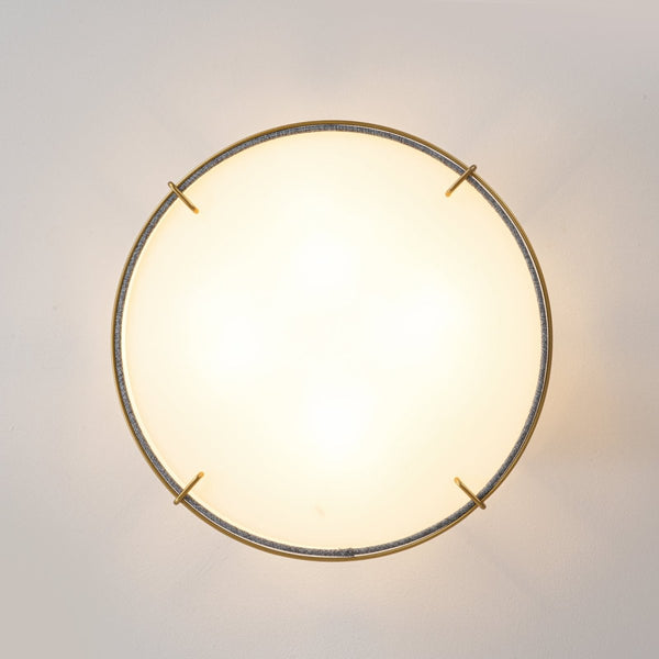 Chandelierias-4-Light Heathered Gray Fabric Conical Drum Semi-flush Mount-Semi Flush-Brass-Gray