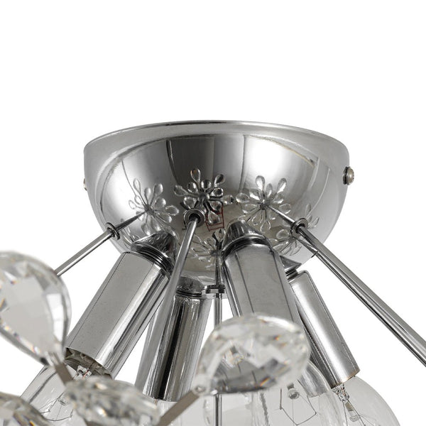Chandelierias - 4 - Light Spark Ball Crystal Flower Sphere Semi - Flush Mount - Semi Flush - Chrome - 