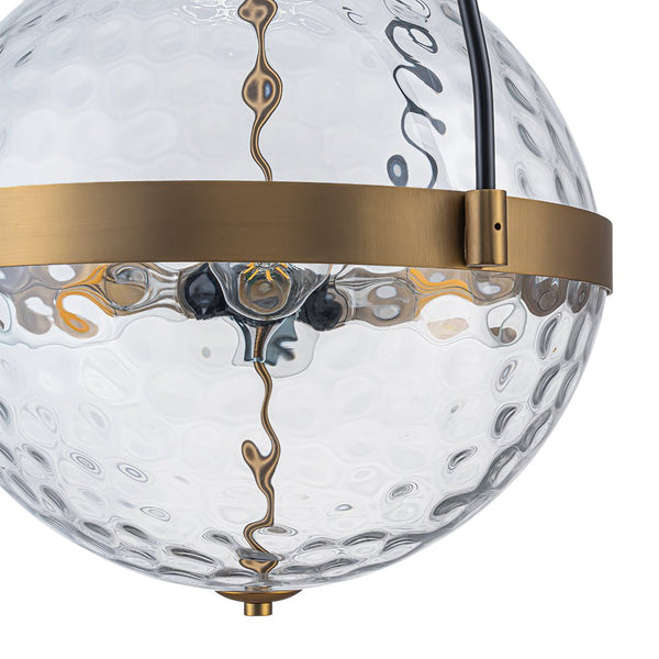 Chandelierias - 4 - Light Water Hammered Glass Sphere Pendant - Pendant - Brass & Black - 