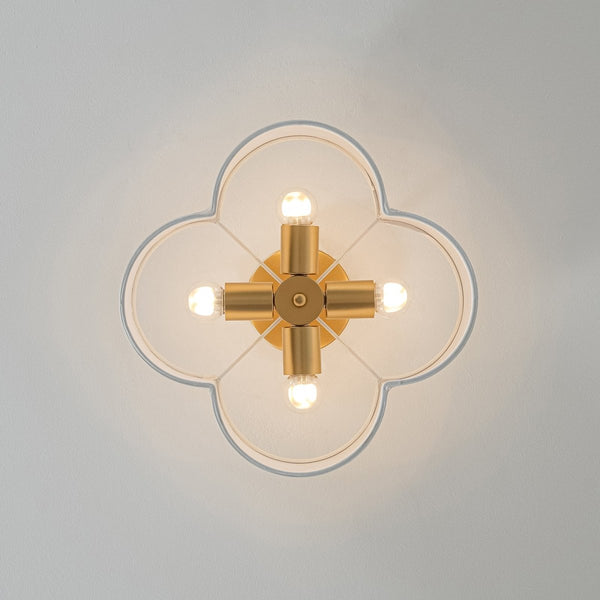 Chandelierias-4-Lobed White Linen Flower Scallop Drum Semi-flush Mount-Semi Flush-2-Pack-