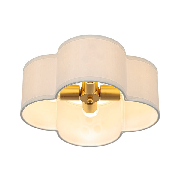 Chandelierias-4-Lobed White Linen Flower Scallop Drum Semi-flush Mount-Semi Flush-2-Pack-