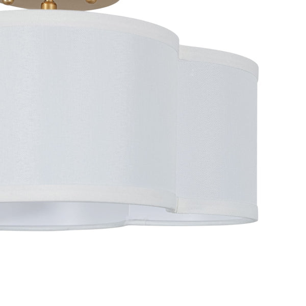 Chandelierias-4-Lobed White Linen Flower Scallop Drum Semi-flush Mount-Semi Flush-2-Pack-