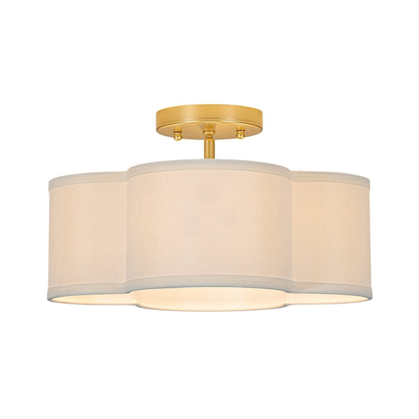 Chandelierias-4-Lobed White Linen Flower Scallop Drum Semi-flush Mount-Semi Flush-2-Pack-