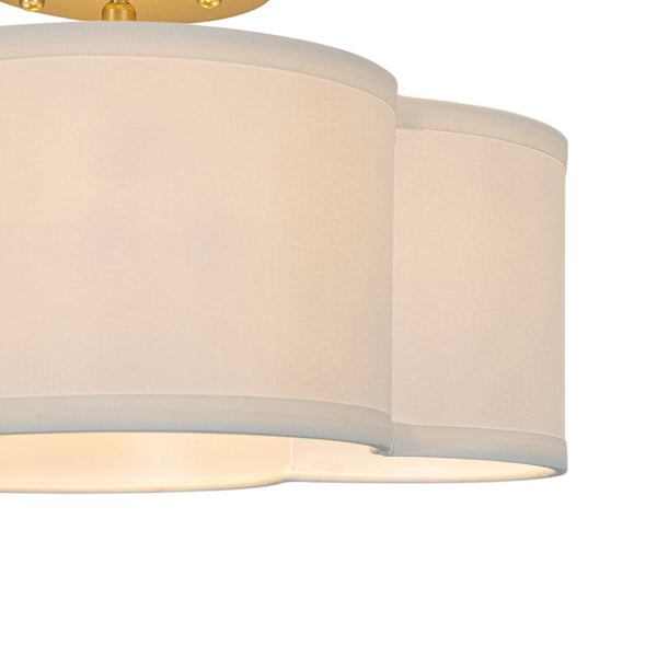Chandelierias-4-Lobed White Linen Flower Scallop Drum Semi-flush Mount-Semi Flush-2-Pack-
