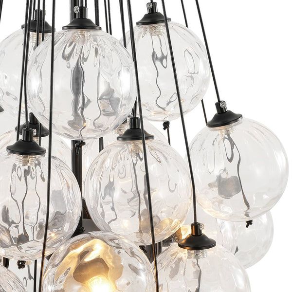 Chandelierias-5-Light Multi-globe Dimpled Glass Bubble Chandelier-Chandeliers-Black-