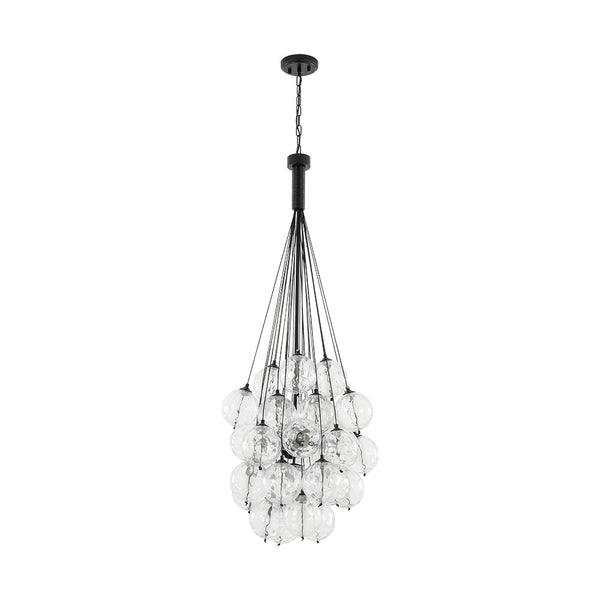 Chandelierias-5-Light Multi-globe Dimpled Glass Bubble Chandelier-Chandeliers-Black-