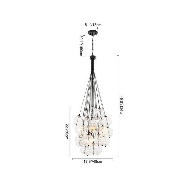 Chandelierias-5-Light Multi-globe Dimpled Glass Bubble Chandelier-Chandeliers-Black-