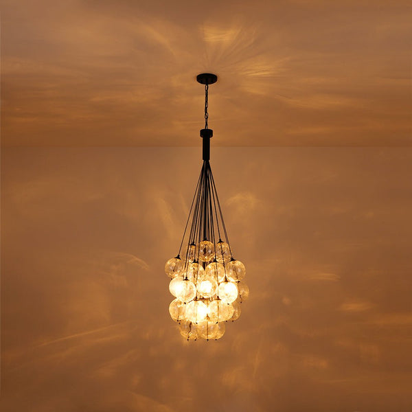 Chandelierias-5-Light Multi-globe Dimpled Glass Bubble Chandelier-Chandeliers-Black-