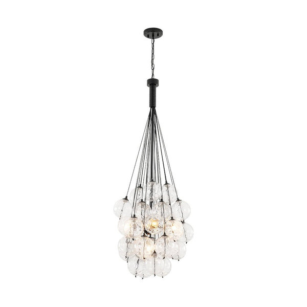 Chandelierias-5-Light Multi-globe Dimpled Glass Bubble Chandelier-Chandeliers-Black-