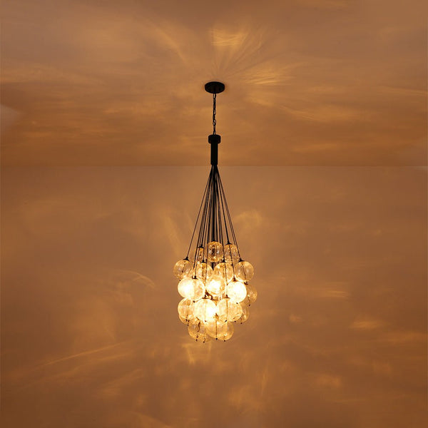 Chandelierias-5-Light Multi-globe Dimpled Glass Bubble Chandelier-Chandeliers-Black-