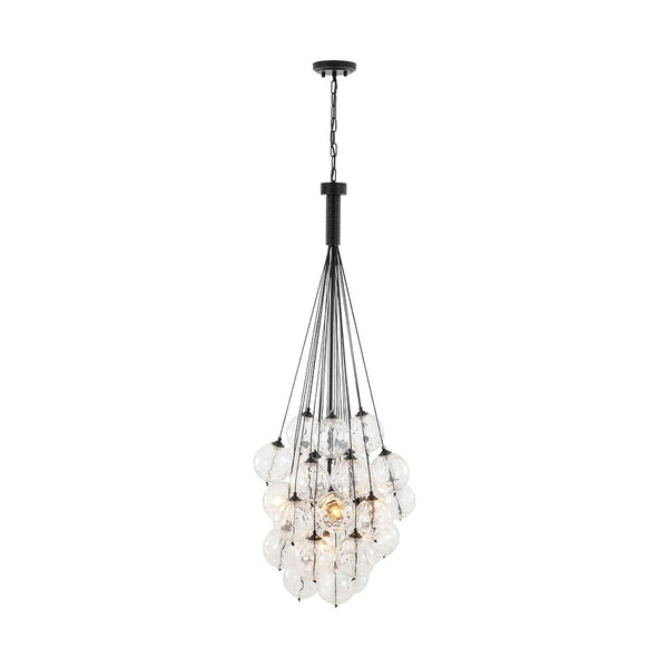 Chandelierias-5-Light Multi-globe Dimpled Glass Bubble Chandelier-Chandeliers-Black-