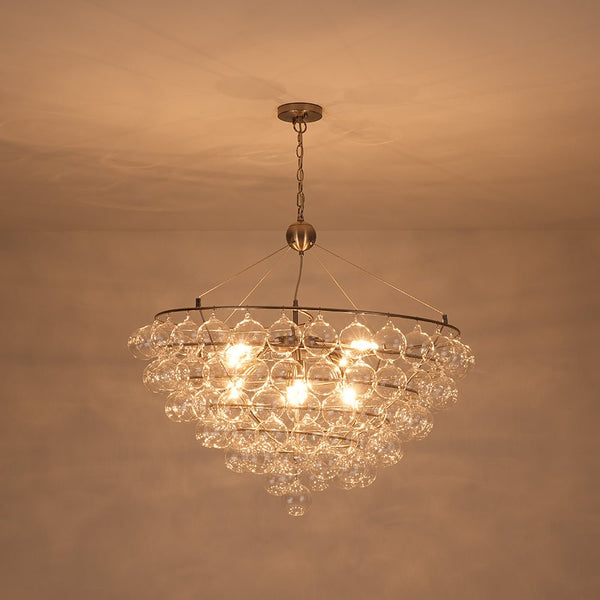 Chandelierias - 5 - Light Spiral Clear Glass Globe Bubble Chandelier - Chandelier - Nickel - 